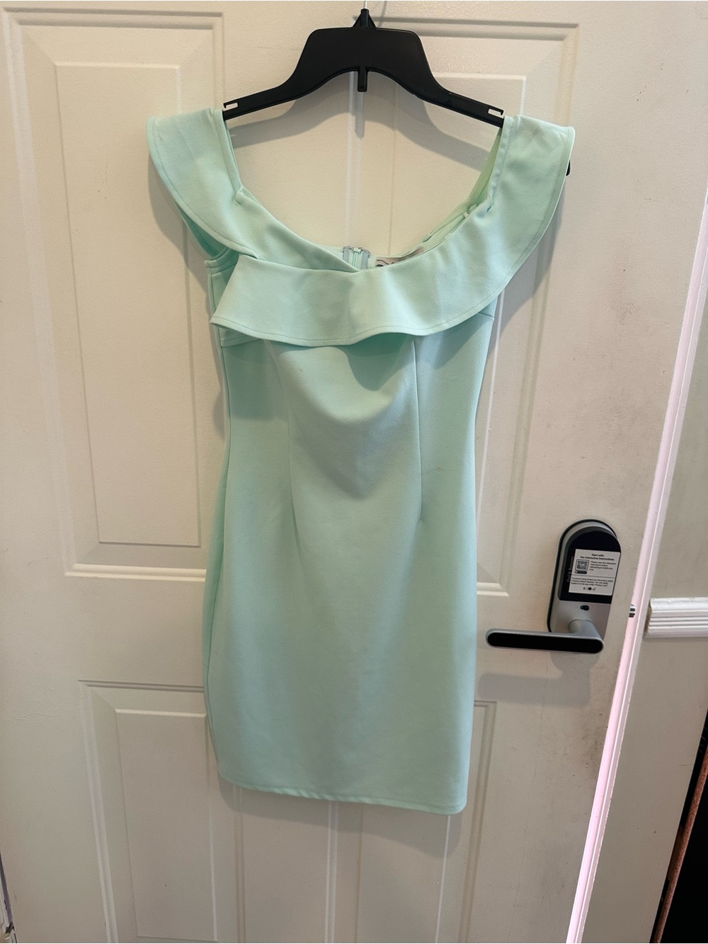 Guess One-Shoulder Ruffle Dress in Mint